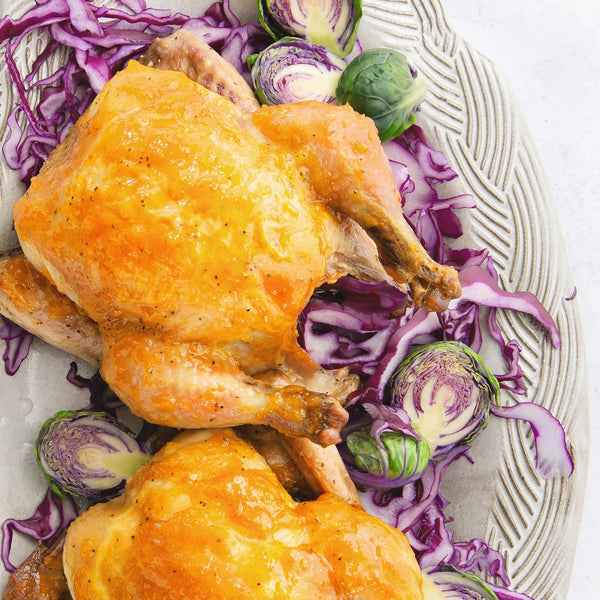 Cornish Hens with Peach Mustard Glaze