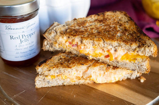 Pimento Grilled Cheese Sandwiches with Bonnie’s Jams Red Pepper Jelly