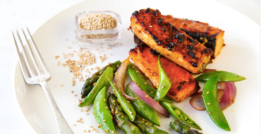 Peach Ginger Glazed Salmon With Soy, Shallot and Thyme