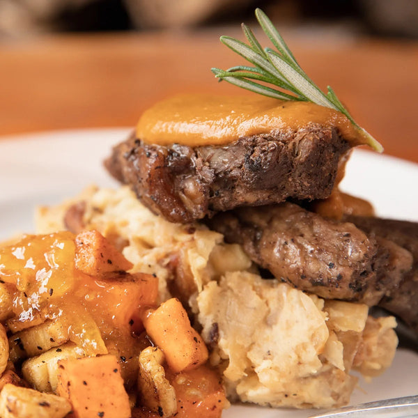 Irish Porter Braised Beef with Roasted Veggies and Colcannon