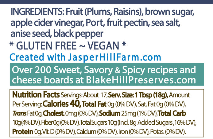 Spiced Plum with Port nutrition facts